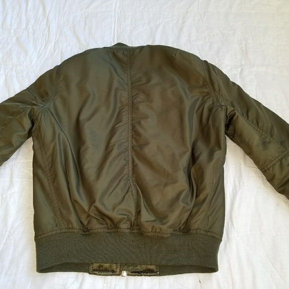 Topshop Green Bomber Jacket size 2 - Picture 3 of 7